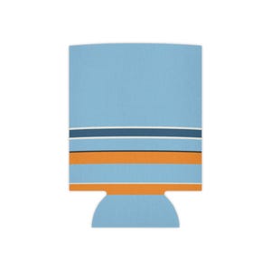 Abstract Racing Stripe Can Cooler, Powder Blue Marigold Geometric Can Insulator (Sarthe ’68), Motorsport Gift image 3