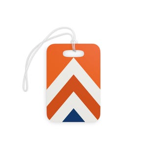 Abstract Racing Stripe Luggage Tag, Orange Deep Blue Geometric Bag Tag (Zandvoort Orange), Travel Gift for Him image 2