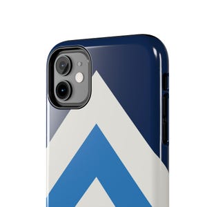 Abstract Racing Stripe Phone Case, Navy Azure Signal Red Geometric Cover (Riviera Stripe), Retro Motorsport Gift image 5