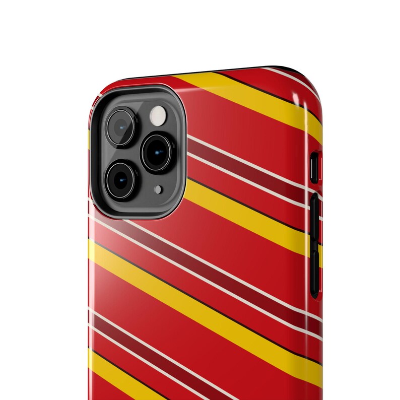 Abstract Racing Stripe Phone Case, Racing Red Shield Yellow Geometric Cover (Modena Red), Retro Motorsport Gift image 11