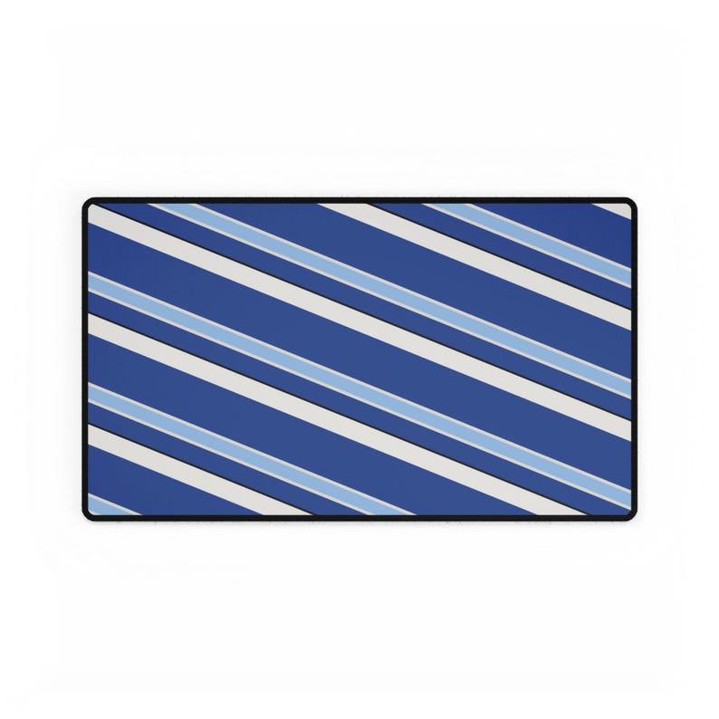 Abstract Racing Stripe Desk Mat, French Racing Blue Bone Geometric Desk Pad (Reims Blue), Gift for Car Lovers image 10