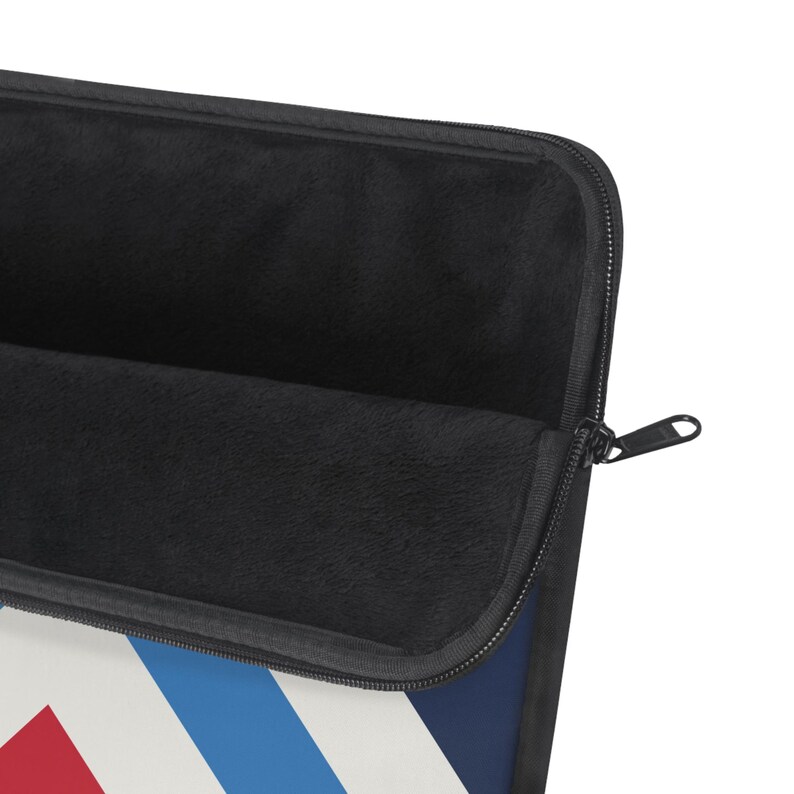Abstract Racing Stripe Laptop Sleeve, Navy Azure Signal Red Geometric Laptop Case (Riviera Stripe), Gift for Car Lovers image 4