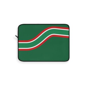 Abstract Racing Stripe Laptop Sleeve, Green White Red Geometric Laptop Case (Bathurst Green), Gift for Car Lovers image 2