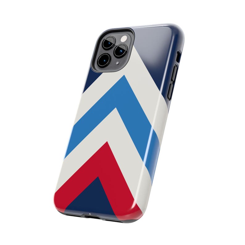 Abstract Racing Stripe Phone Case, Navy Azure Signal Red Geometric Cover (Riviera Stripe), Retro Motorsport Gift image 10