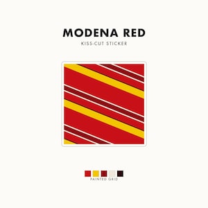 Abstract Racing Stripe Sticker, Racing Red Shield Yellow Geometric Vinyl Decal (Modena Red), Car Lover Gift Bild 1