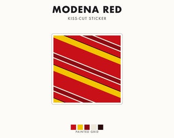 Abstract Racing Stripe Sticker, Racing Red Shield Yellow Geometric Vinyl Decal (Modena Red), Car Lover Gift