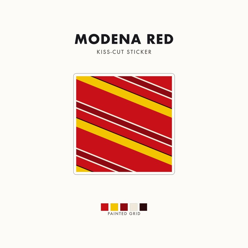 Abstract Racing Stripe Sticker, Racing Red Shield Yellow Geometric Vinyl Decal (Modena Red), Car Lover Gift Bild 1