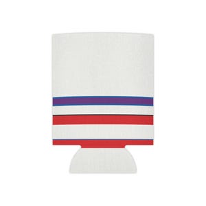 Abstract Racing Stripe Can Cooler, Light Blue Violet Red Geometric Can Insulator (Bavarian Three), Motorsport Gift image 3