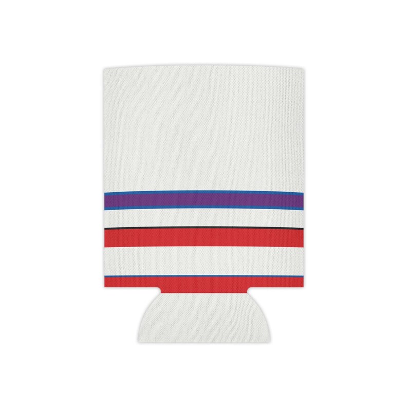 Abstract Racing Stripe Can Cooler, Light Blue Violet Red Geometric Can Insulator (Bavarian Three), Motorsport Gift image 3
