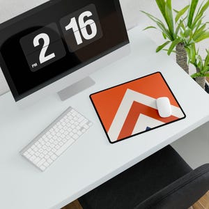 Abstract Racing Stripe Desk Mat, Orange Deep Blue Geometric Desk Pad (Zandvoort Orange), Gift for Car Lovers image 8