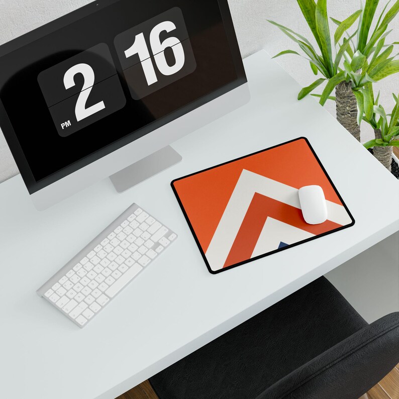 Abstract Racing Stripe Desk Mat, Orange Deep Blue Geometric Desk Pad (Zandvoort Orange), Gift for Car Lovers image 8
