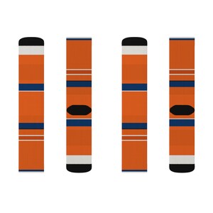 Socken mit abstraktem Rennstreifen, orange-dunkelblaue Socken mit originellem Design (Zandvoort Orange), Motorsport-Geschenk für ihn Bild 7