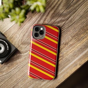 Abstract Racing Stripe Phone Case, Racing Red Shield Yellow Geometric Cover (Modena Red), Retro Motorsport Gift image 13