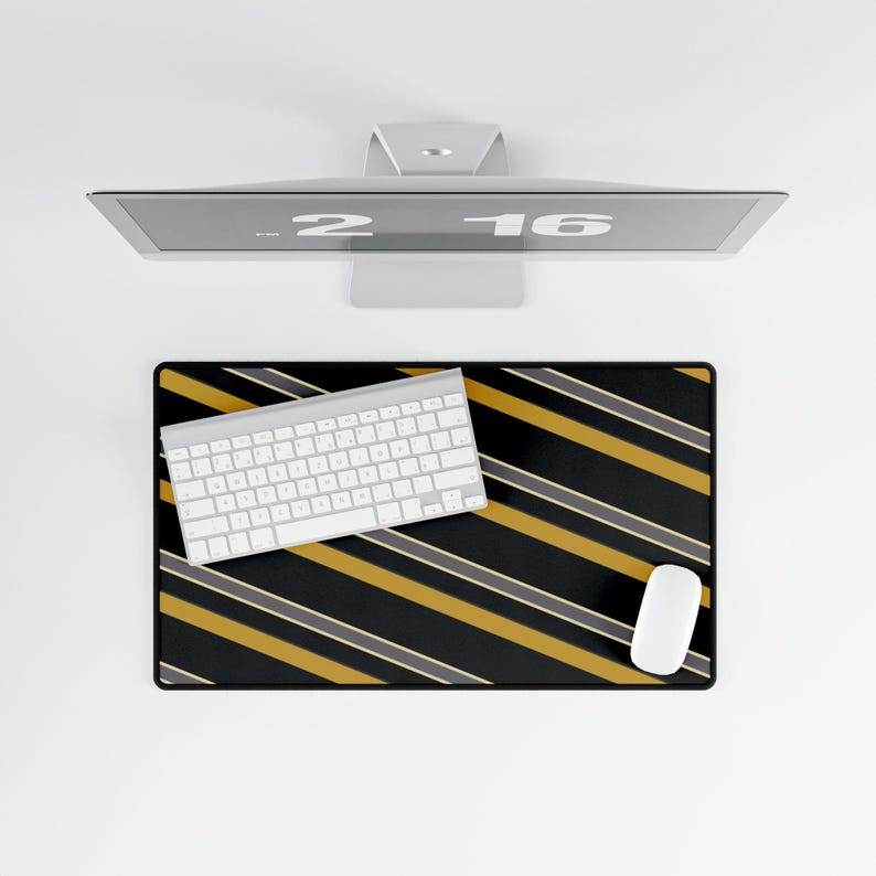 Tapis de bureau à rayures de course abstraites, sous-main géométrique noir et or (minuit et or), cadeau pour les passionnés de voitures image 13