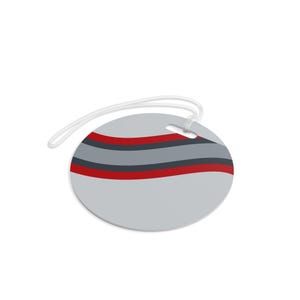 Abstract Racing Stripe Luggage Tag, Silver Racing Red Geometric Bag Tag (Avus Silver), Travel Gift for Him image 8
