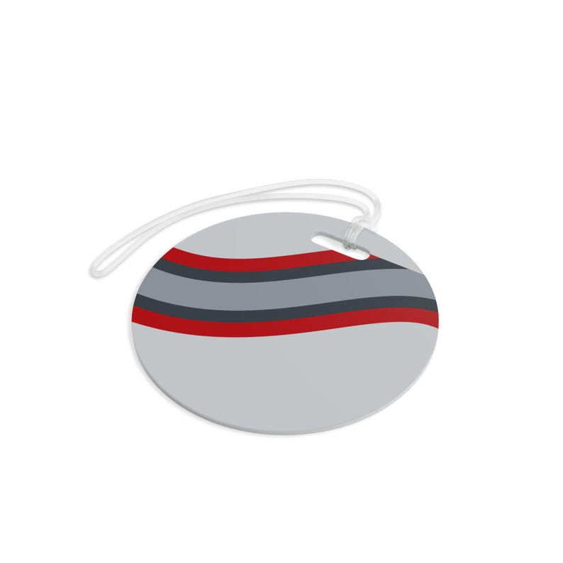 Abstract Racing Stripe Luggage Tag, Silver Racing Red Geometric Bag Tag (Avus Silver), Travel Gift for Him image 8