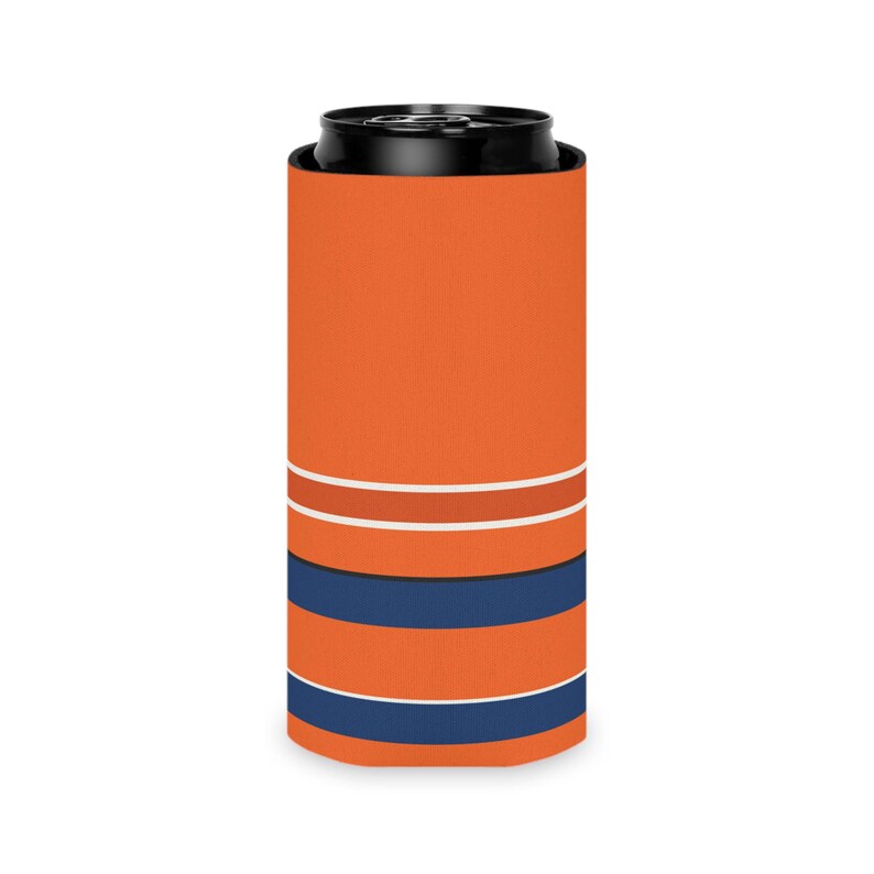 Abstract Racing Stripe Can Cooler, Orange Deep Blue Geometric Can Insulator (Zandvoort Orange), Motorsport Gift image 8