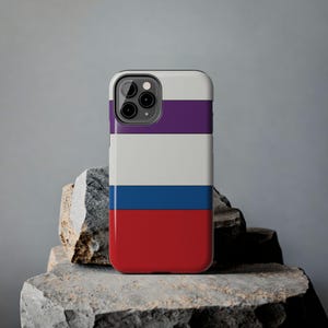 Abstract Racing Stripe Phone Case, Light Blue Violet Red Geometric Cover (Bavarian Three), Retro Motorsport Gift image 12