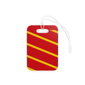 Abstract Racing Stripe Luggage Tag, Racing Red Shield Yellow Geometric Bag Tag (Modena Red), Travel Gift for Him image 3