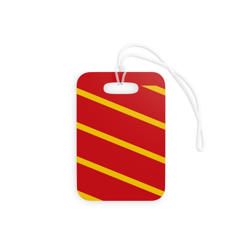 Abstract Racing Stripe Luggage Tag, Racing Red Shield Yellow Geometric Bag Tag (Modena Red), Travel Gift for Him image 3