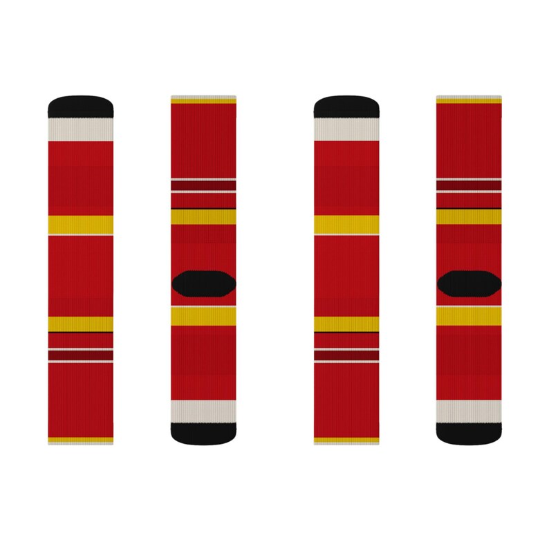 Abstract Racing Stripe Socks, Racing Red Shield Yellow Novelty Dress Socks (Modena Red), Motorsport Gift for Him image 7