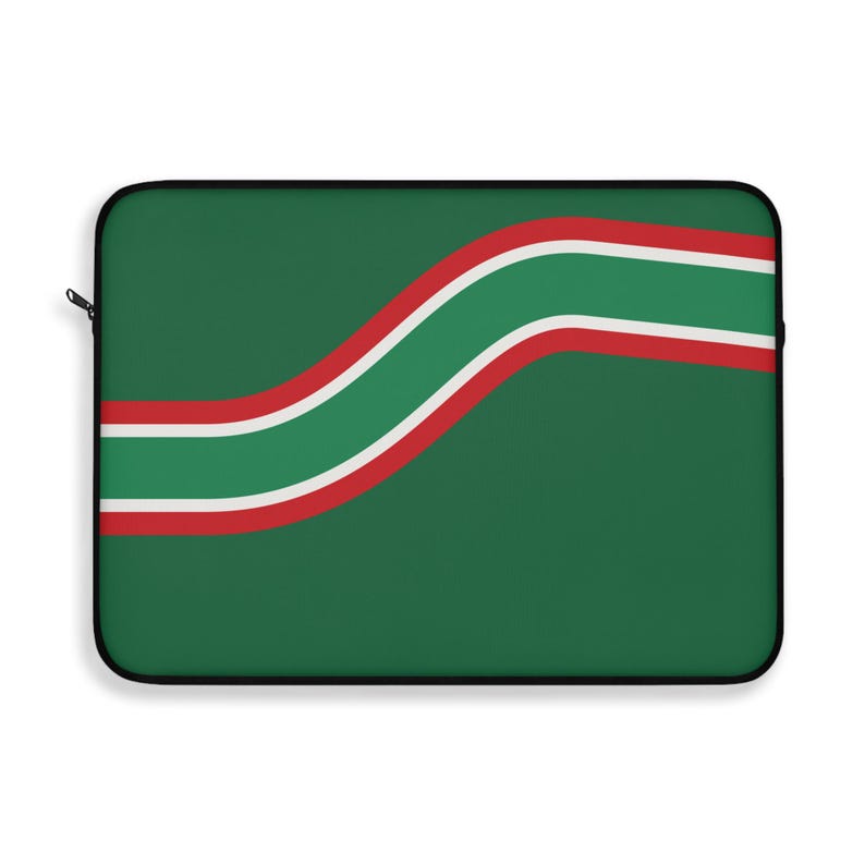 Abstract Racing Stripe Laptop Sleeve, Green White Red Geometric Laptop Case (Bathurst Green), Gift for Car Lovers image 8