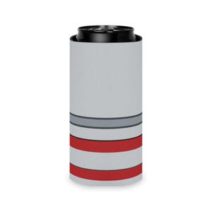 Abstract Racing Stripe Can Cooler, Silver Racing Red Geometric Can Insulator (Avus Silver), Motorsport Gift image 9
