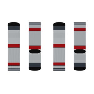 Abstract Racing Stripe Socks, Silver Racing Red Novelty Dress Socks (Avus Silver), Motorsport Gift for Him image 11