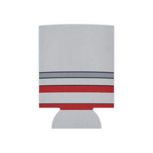 Abstract Racing Stripe Can Cooler, Silver Racing Red Geometric Can Insulator (Avus Silver), Motorsport Gift image 3
