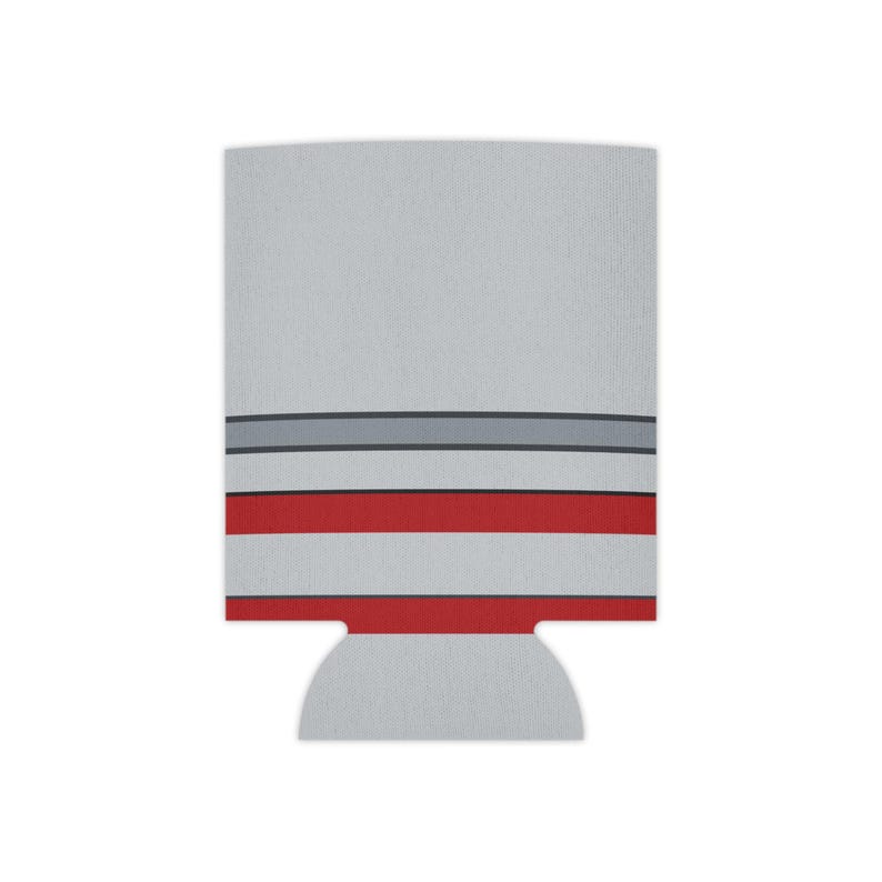 Abstract Racing Stripe Can Cooler, Silver Racing Red Geometric Can Insulator (Avus Silver), Motorsport Gift image 3