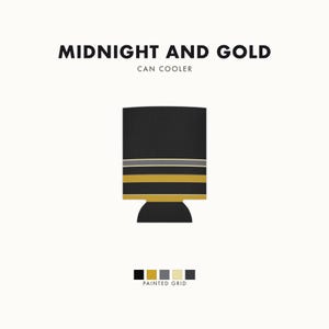 Abstract Racing Stripe Can Cooler, Black Gold Geometric Can Insulator (Midnight and Gold), Motorsport Gift