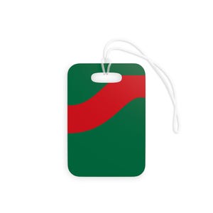 Abstract Racing Stripe Luggage Tag, Green White Red Geometric Bag Tag (Bathurst Green), Travel Gift for Him image 3