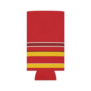 Dosenkühler mit abstraktem Rennstreifenmuster, rot-gelber geometrischer Dosenisolator (Modena-Rot), Motorsport-Geschenk Bild 6