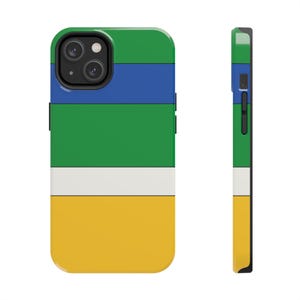 Abstract Racing Stripe Phone Case, Green Yellow Blue Geometric Cover (Enstone ’92), Retro Motorsport Gift image 3