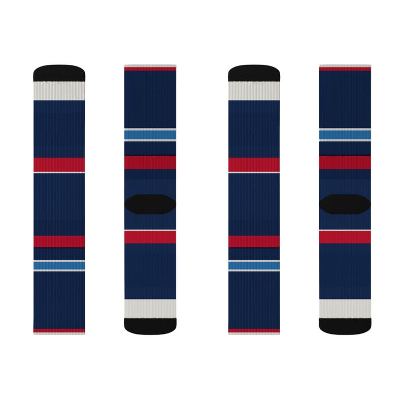 Abstract Racing Stripe Socks, Navy Azure Signal Red Novelty Dress Socks (Riviera Stripe), Motorsport Gift for Him image 3