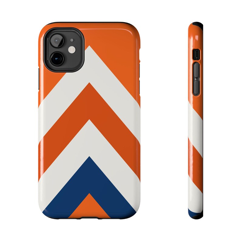 Abstract Racing Stripe Phone Case, Orange Deep Blue Geometric Cover (Zandvoort Orange), Retro Motorsport Gift imagen 2