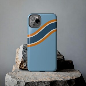 Coque de téléphone à rayures de course abstraites, motif géométrique bleu poudré et souci (Sarthe ’68), cadeau rétro sport automobile image 18