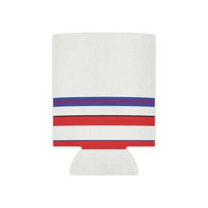 Abstract Racing Stripe Can Cooler, Light Blue Violet Red Geometric Can Insulator (Bavarian Three), Motorsport Gift image 2