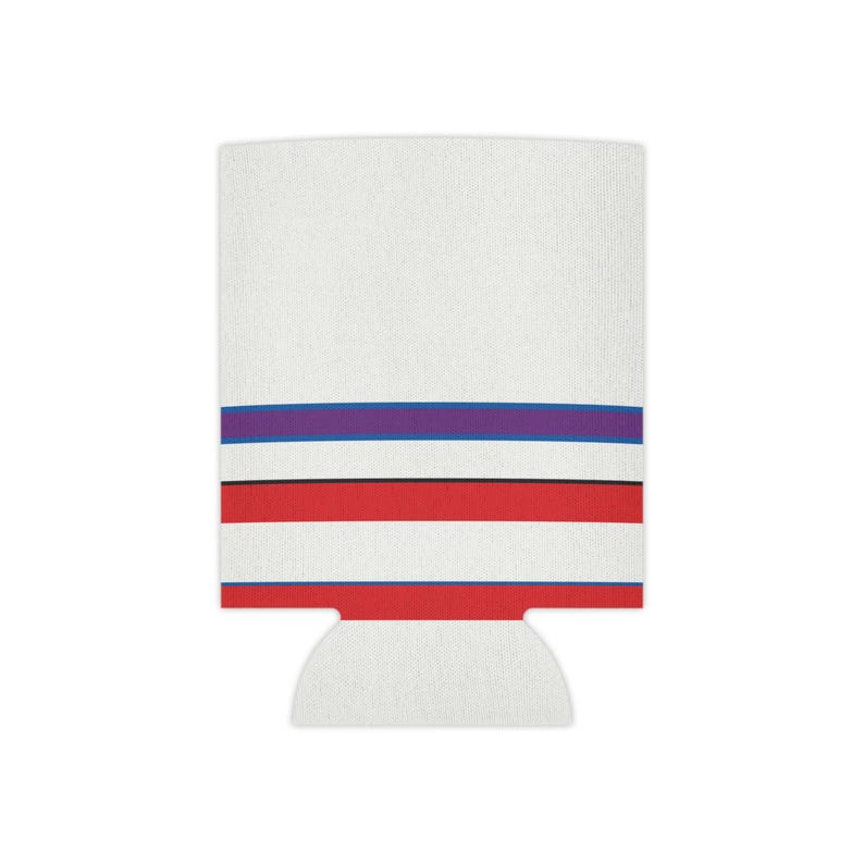 Abstract Racing Stripe Can Cooler, Light Blue Violet Red Geometric Can Insulator (Bavarian Three), Motorsport Gift image 2