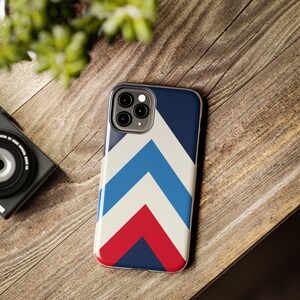 Abstract Racing Stripe Phone Case, Navy Azure Signal Red Geometric Cover (Riviera Stripe), Retro Motorsport Gift image 13