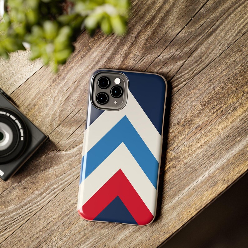 Abstract Racing Stripe Phone Case, Navy Azure Signal Red Geometric Cover (Riviera Stripe), Retro Motorsport Gift image 13