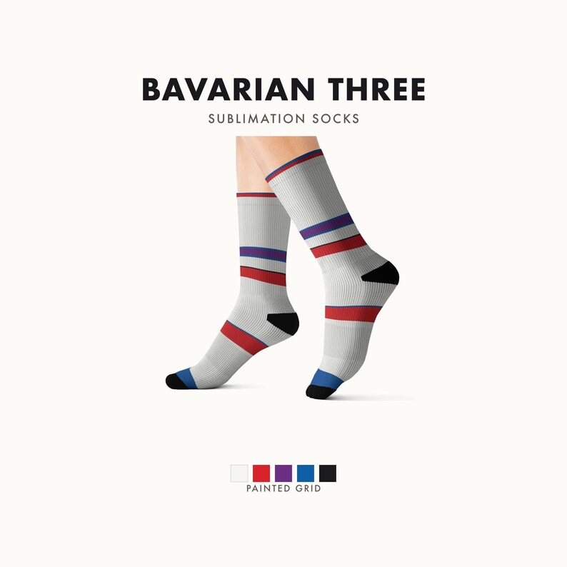 Abstract Racing Stripe Socks, Light Blue Violet Red Novelty Dress Socks (Bavarian Three), Motorsport Gift for Him image 1