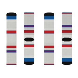 Abstract Racing Stripe Socks, Light Blue Violet Red Novelty Dress Socks (Bavarian Three), Motorsport Gift for Him image 3