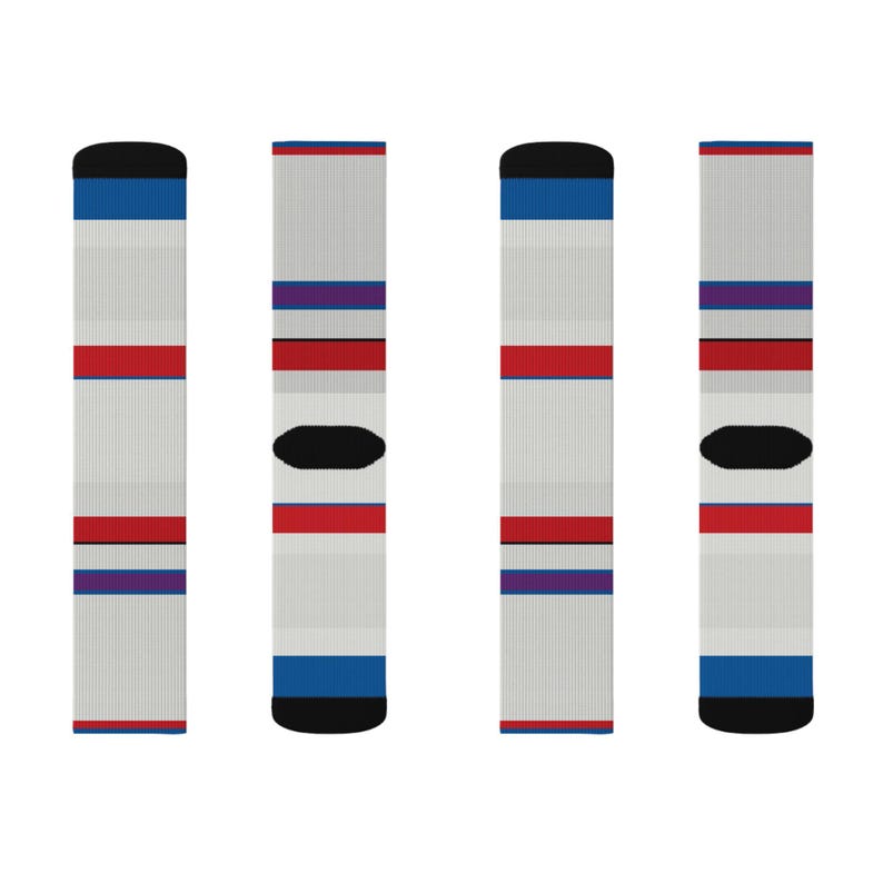 Abstract Racing Stripe Socks, Light Blue Violet Red Novelty Dress Socks (Bavarian Three), Motorsport Gift for Him image 3