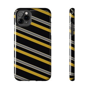 Funda para teléfono con estampado abstracto de rayas de carreras, cubierta geométrica negra y dorada (medianoche y dorado), regalo retro de deportes de motor. imagen 14