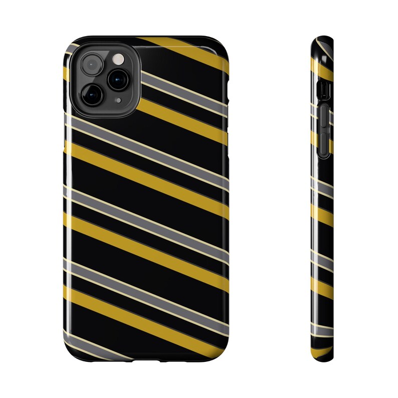 Funda para teléfono con estampado abstracto de rayas de carreras, cubierta geométrica negra y dorada (medianoche y dorado), regalo retro de deportes de motor. imagen 14