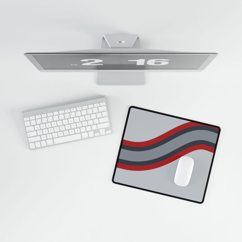 Abstract Racing Stripe Desk Mat, Silver Racing Red Geometric Desk Pad (Avus Silver), Gift for Car Lovers Bild 9