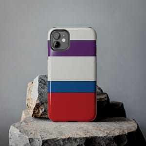 Abstract Racing Stripe Phone Case, Light Blue Violet Red Geometric Cover (Bavarian Three), Retro Motorsport Gift image 6