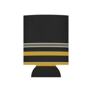 Abstract Racing Stripe Can Cooler, Black Gold Geometric Can Insulator (Midnight and Gold), Motorsport Gift image 3