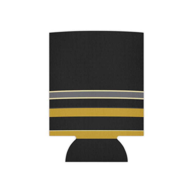 Abstract Racing Stripe Can Cooler, Black Gold Geometric Can Insulator (Midnight and Gold), Motorsport Gift image 3